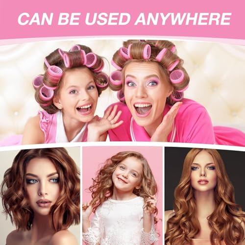 60 Pcs Hair Rollers for Women, Rollers Hair Curlers, 24 Pcs in 4 Sizes(60/48/36/25mm), Self Grip Hair Rollers Set with 34 ...
