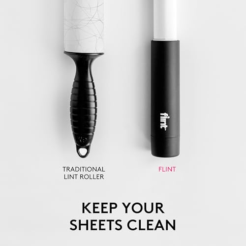 Flint Classic Black Retractable Mini Lint Roller with 30 Extra Sticky Sheets, Small and Portable Lint Roller, Ideal Pet Ha...