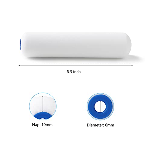 Mister Rui Foam Paint Roller, 36 Pack, 6 Inch High Density Foam Paint Roller Covers, Sponge Paint Rollers, Mini Rollers, S...