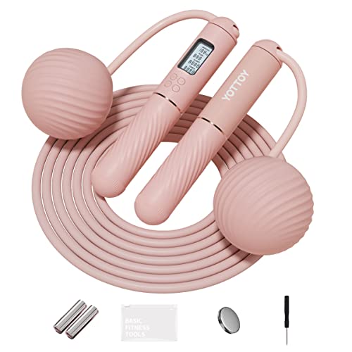 YOTTOY Skipping Ropes for Adults -Cordless Counter Jump Rope with Large Cordless Ball-Weighted Jump Rope for Women with LC...