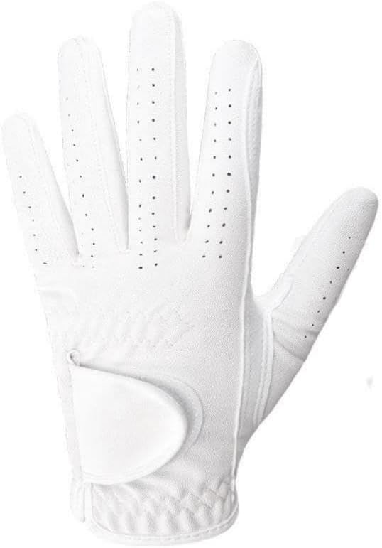 CaySep Golf Gloves Left Hand for Women Men-Breathable Comfortable Anti-Slip Wear-Resistant White Sports Gloves M/L