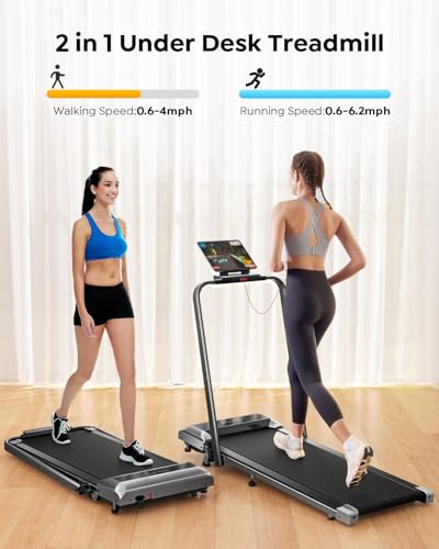 Acezoe Walking Pad Treadmill with Incline, 2 in 1 Foldable Treadmills for Home Small Office, 300lbs Portable Compact Under...