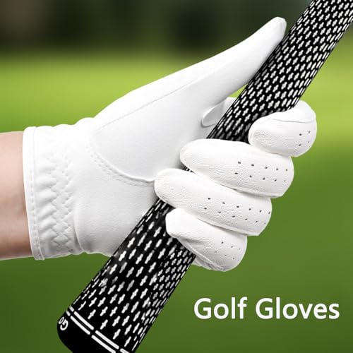 CaySep Golf Gloves Left Hand for Women Men-Breathable Comfortable Anti-Slip Wear-Resistant White Sports Gloves M/L