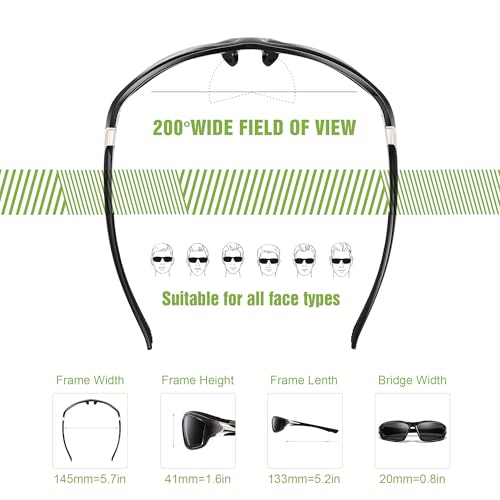 Foliful 3 Pack Polarized Sports Sunglasses for Men, Mens Sunglasses Wrap Around UV Protection for Cycling Fishing Driving