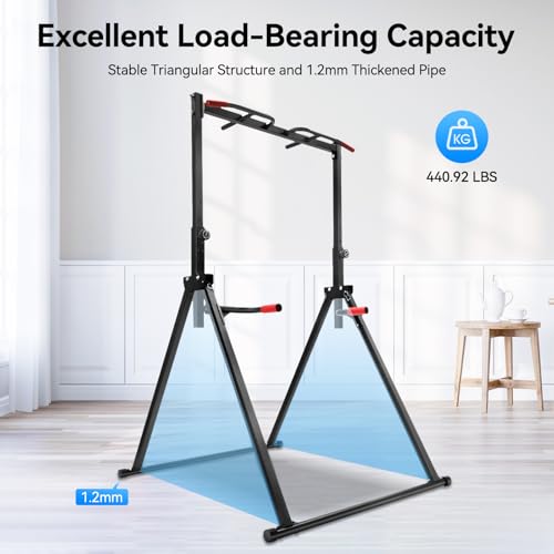 YUASDUU Foldable Power Tower Pull Up Bar, Free Standing Multi-function Power Tower Dip Station Adjustable Multifunction Wo...