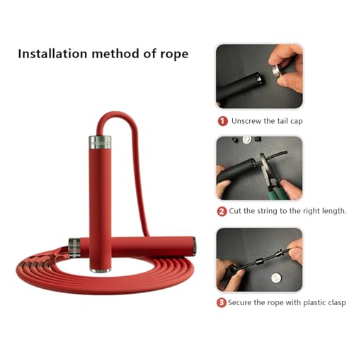 MOGOLD Adjustable Jump Rope for Home Fitness - 5mm PVC Cord with Ball Bearings, Anti-Slip Rubber& Alloy Handles for Beginn...