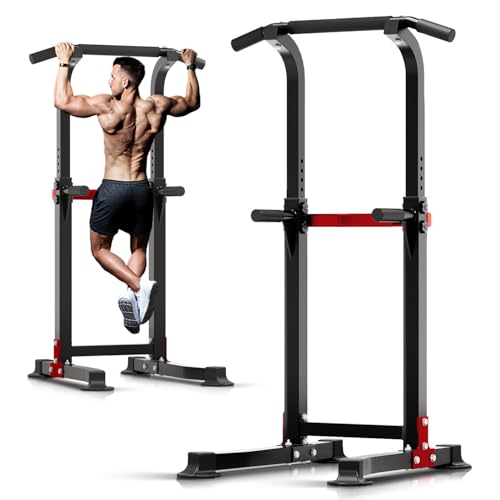 ZENOVA Pull Up Bar Dip Bar Squat Rack Workout Dip Station Height Adjustable Free Standing Chin Up Bar