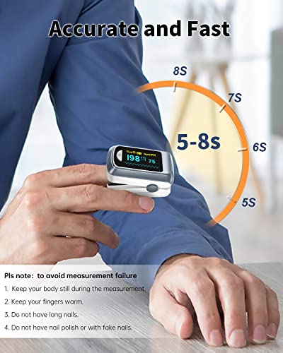 Fingertip Pulse Oximeter Blood Oxygen Saturation Monitor Pulse Ox, Heart Rate and Fast Spo2 Reading Oxygen Meter with OLED...