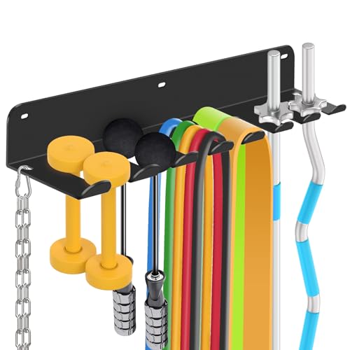 FizLig Gym Equipment Storage Rack - Multi-Purpose Home Gym Organization Storage Wall Mount for Resistance Bands, Jump Rope...