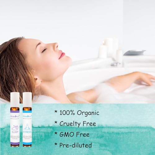 HERBROMAS Aromatherapy Oils Roller Set, Natural Pre-diluted Essential Oils Roll On with Glass Rollerball, Relaxation Gift ...