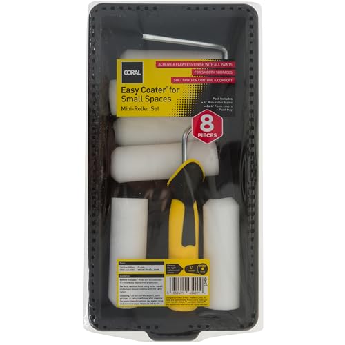 Coral 43401 Easy Coater Paint Mini Roller Kit - Includes 8 pcs (6 Covers) High-Density Foam Cover for Gloss Roller Kit - U...