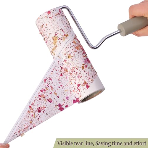 Extra Sticky Large Surface Lint Roller, 6.3'' Giant Lint Roller for Pet Hair, 450 Sheets/ 5 Refills, Long Handle Lint Remo...