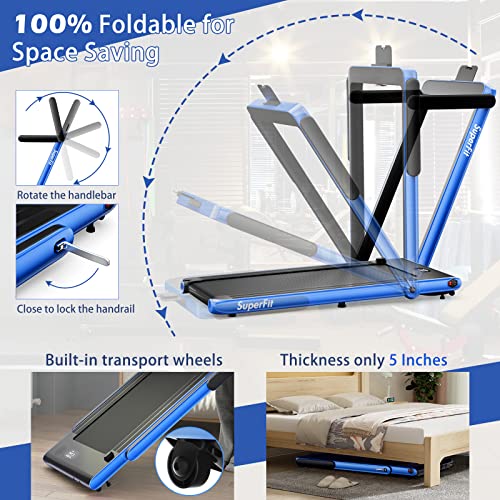 Goplus 2 in 1 Under Desk Treadmill, 2.5HP Superfit Folding Treadmills for Home Office w/Smart APP, Remote Control, LED Dis...