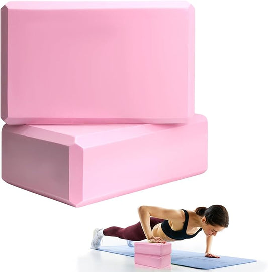 2 Pcs Yoga Blocks, 9"x6"x3" Foam Blocks Yoga Props for Pilates Stretching and Meditation Exercise Blocks Lightweight Yoga ...