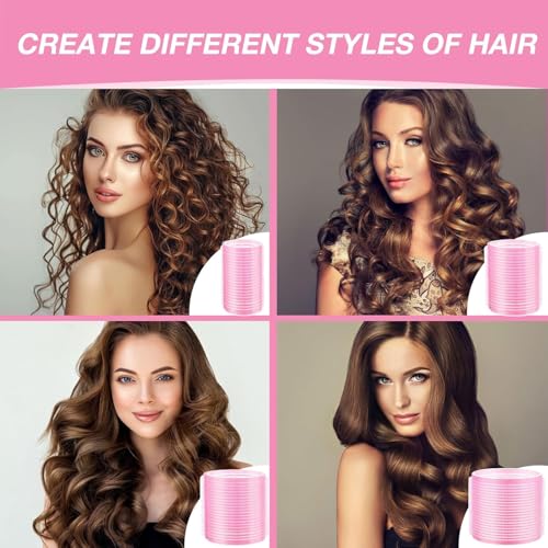 60 Pcs Hair Rollers for Women, Rollers Hair Curlers, 24 Pcs in 4 Sizes(60/48/36/25mm), Self Grip Hair Rollers Set with 34 ...
