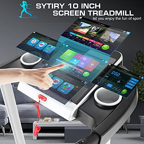 SYTIRY Treadmills for Home with TV Screen and WiFi,Smart Foldable Treadmill Machine,3D Virtual Sports Scene,HiFi Speakers,...