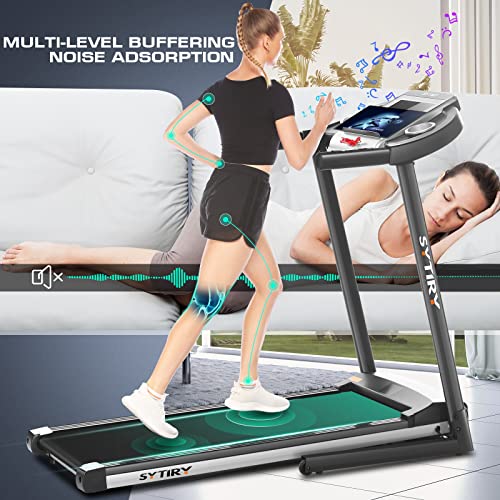SYTIRY Treadmills for Home with TV Screen and WiFi,Smart Foldable Treadmill Machine,3D Virtual Sports Scene,HiFi Speakers,...