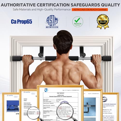 Ally Peaks Pull Up Bar for Doorway | Thickened Steel Max Limit 440 lbs Upper Body Fitness Workout Bar| Multi-Grip Strength...