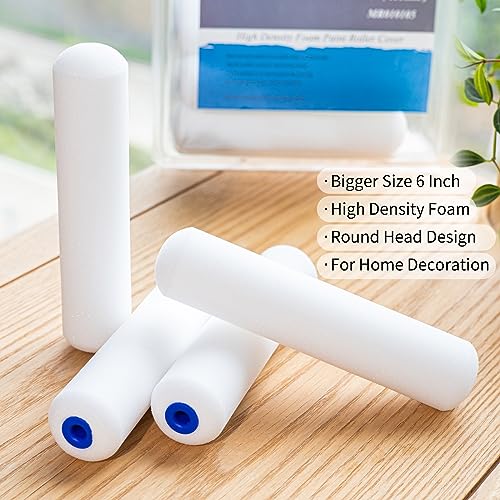 Mister Rui Foam Paint Roller, 36 Pack, 6 Inch High Density Foam Paint Roller Covers, Sponge Paint Rollers, Mini Rollers, S...