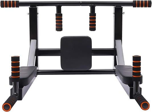 Wall Mounted Pull Up Bar, Multifunctional Chin Up Dip Station for Indoor Home Gym, Training Equipment Fitness Dip Stand Su...