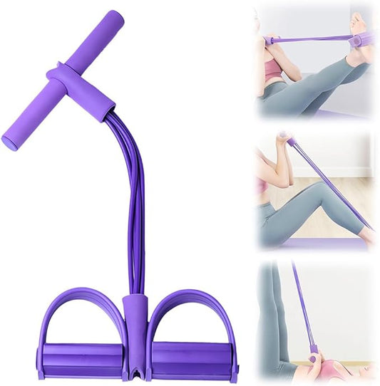 2026 New 21 Fitness Resistance Bands-4 Tube Pedal Ankle Puller, Resistance Band with Handle, Detachable and Adjustable Ped...