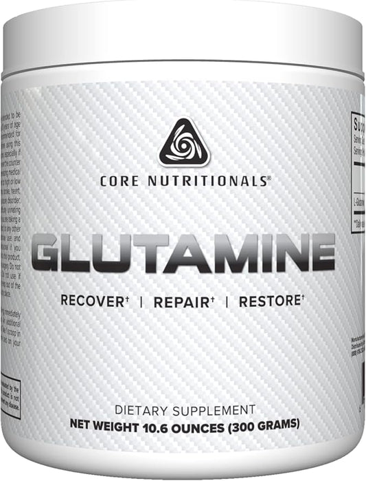 Core Nutritionals Glutamine Amino Acid | Enhance Recovery & Restore L-Glutamine Levels | Immune Support, Muscle Build, Gut...