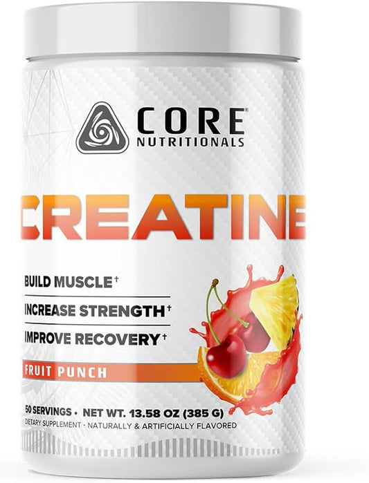Core Nutritionals Creatine Monohydrate | Increase Strength, Build Muscle, Improve Recovery | 5g Creatine | 50 Servings (Fr...