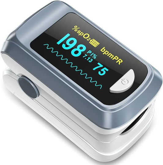 Fingertip Pulse Oximeter Blood Oxygen Saturation Monitor Pulse Ox, Heart Rate and Fast Spo2 Reading Oxygen Meter with OLED...