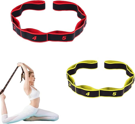 Numbered Resistance Band,8 Section Elastic Stretch Strap,Yoga Stretching Strap with Loops,Pilates Pull Strap with Numbered...