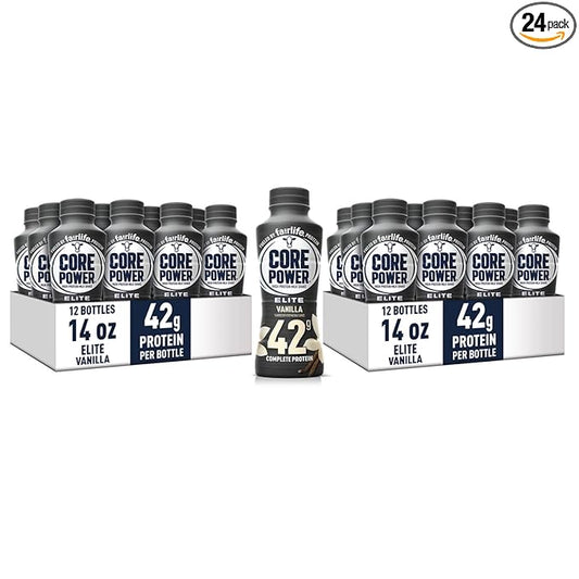 Fairlife Core Power Elite 42g High Protein Milk Shake, Ready To Drink for Workout Recovery, Vanilla, 14 Fl Oz (2 Packs of 12)