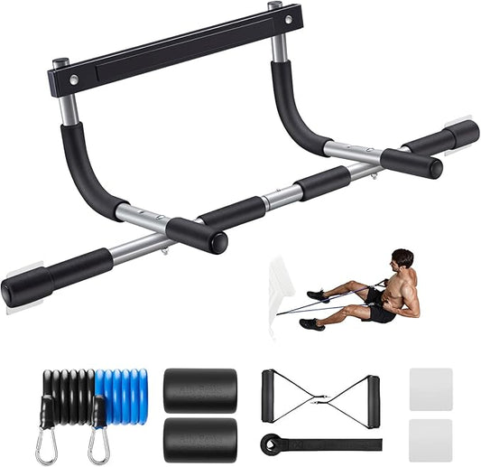 Ally Peaks Pull Up Bar for Doorway | Thickened Steel Max Limit 440 lbs Upper Body Fitness Workout Bar| Multi-Grip Strength...