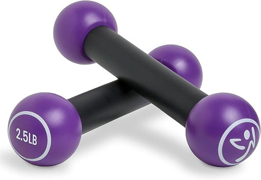 Zumba 2.5 lb Dumbbells Set of 2 - Hand Weights for Women, For Home Fitness Workout Excercise Weights Dumbbells Set, Purple