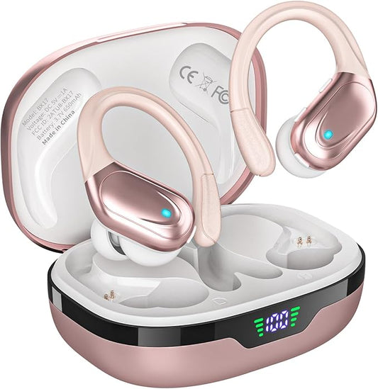 HAOYUYAN Wireless Earbuds, Sports Bluetooth Headphones, 80Hrs Playtime Ear Buds with LED Power Display, Noise Canceling He...