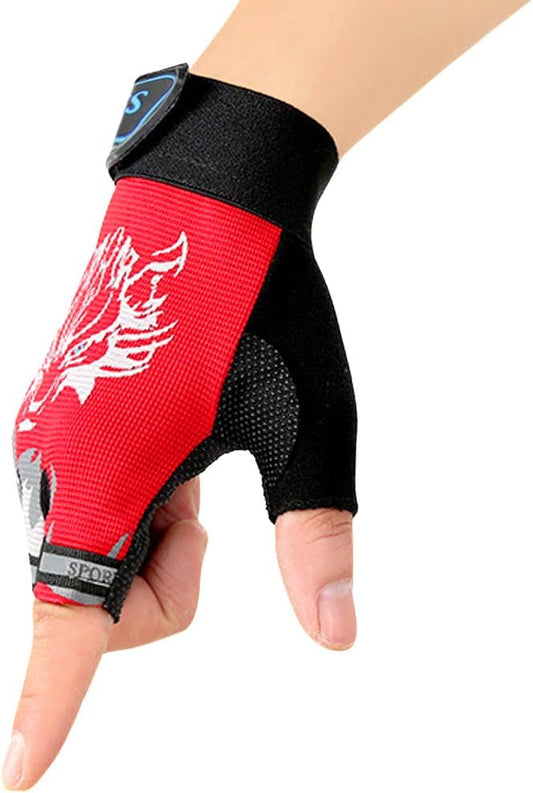Kids Cycling Gloves for Girls Boys Youth Half Finger Sports Gloves Mittens Sun UV protection Gloves Breathable Non-slip Ge...