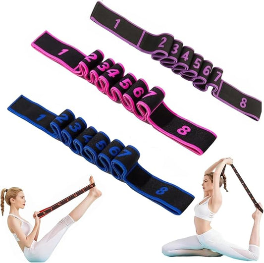 3PCS Fitness Resistance Band for Stretching and Yoga, Number Stretch Resistance Band with Clear Markings, 8-Section Elasti...