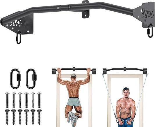 SELEWARE Heavy Duty Wall Mount Pull Up Bar, 450LB Capacity Joist Mount Chin Up Bar for Doorway, Sturdy Steel Construction,...