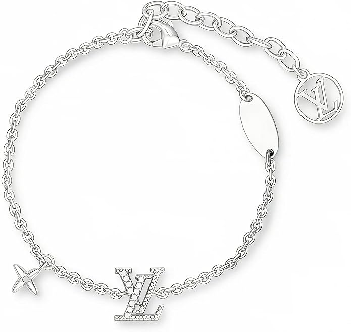 doorammy Minimalist Chain Bracelet with Letter & Star Charms, Shiny Crystal Accents, Adjustable Length (Silver Tone)