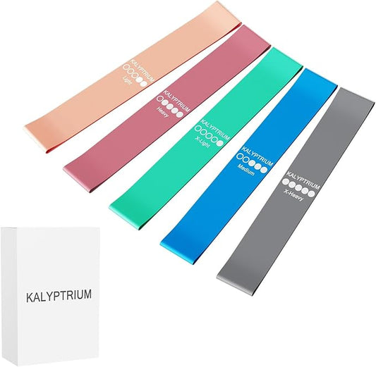 KALYPTRIUM Resistance Bands Set – 5-Level Exercise Bands for Physical Therapy/Yoga/Pilates/Strength Training/Home Fitness ...