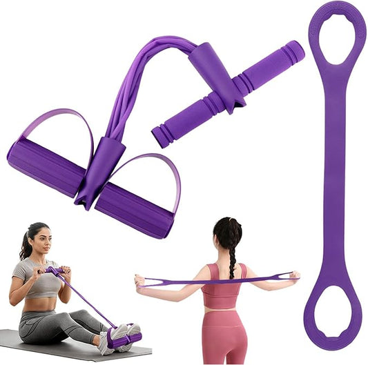 21 Fitness Resistance Bands with Pedal Ankle Puller, Full Body Strength Training Equipment for Home Gym, Sit Up Assist, To...