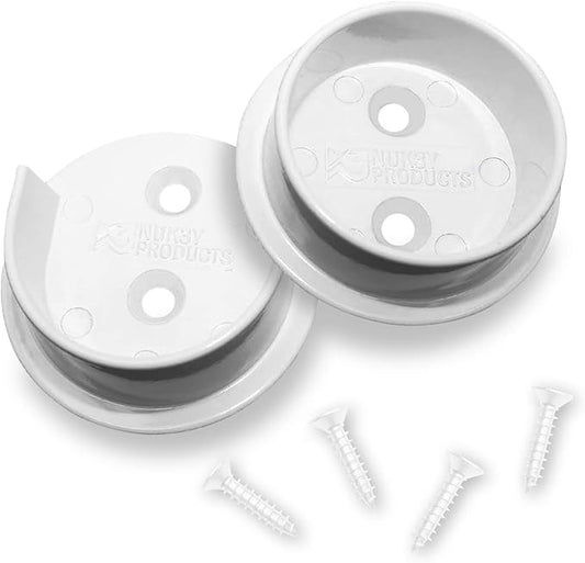 "Nuk3y Heavy Duty Metal Steel Closet Pole Socket Set 1-1/2"" (White)"