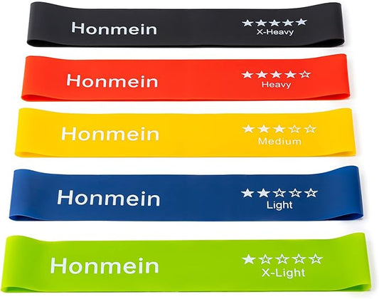 Honmein Resistance Bands for Working Out, Exercise Bands with 5 Resistance Levels Fit for Home Fitness, Strength Training,...