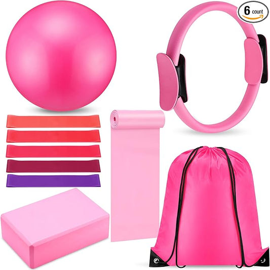 10 Pcs Pilates Ring Set for Women Home Yoga Equipment Accessories Pilates Ring Circle and Ball Workouts Gift Include Ball ...