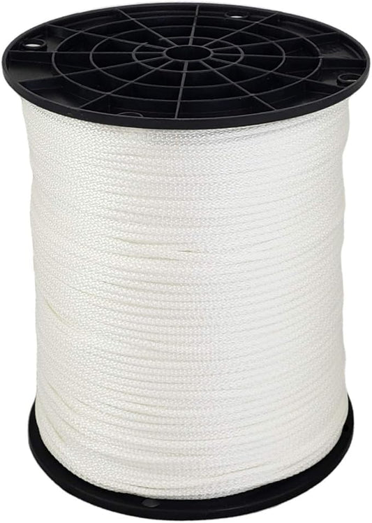 1/8" (#4) X 1000 ft Low -Stretch Solid Braid Industrial Polyester Cord. USA Made