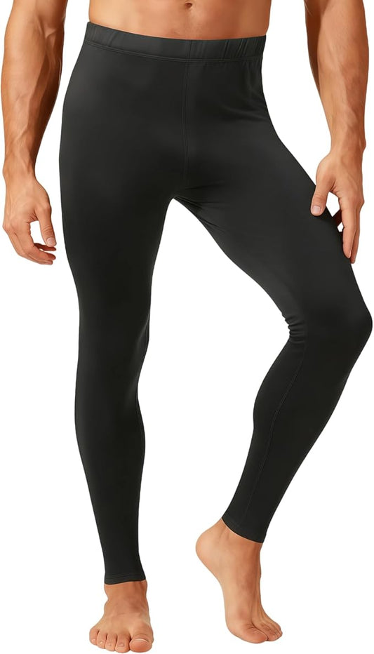 1 or 3 Pack Mens Long Johns Thermal Pants, Fleece Lined Lightweight Base Layer Bottoms, Compression Leggings Winter Gear