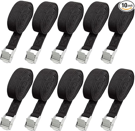 10 Pack Lashing Straps 16ft x 1" Tie Down Straps Cam Buckle Straps Heavy Duty Secure Straps up to 600 lbs for Kayak, Carg...