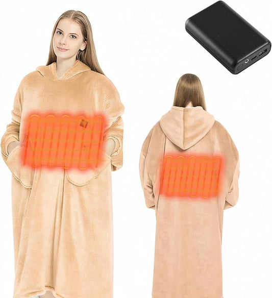Homemate Heated Wearable Blanket Hoodie - with Battery Pack 7.4V - Oversized Electric Blanket Hoodie for Women Men - Warm ...