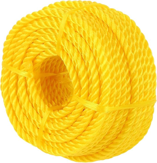 Polypropylene Rope - Bright Yellow, 1/4" x 100ft - All-Purpose Utility Rope for Marine, Outdoor, and DIY