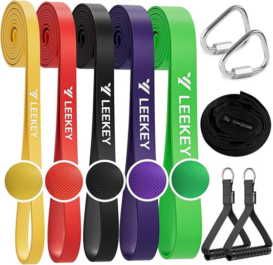 LEEKEY Resistance Bands, Exercise Bands with Handles,Pull Up Assist Bands - Band Set with Door Anchor - Bands for Working ...