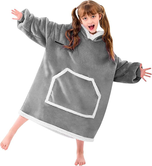 IFNOW Wearable Blanket Hoodie For Kids, Blanket Hoodie For Kids With Hood And Pockets, Girls Oversized Blankets Gift for Boys