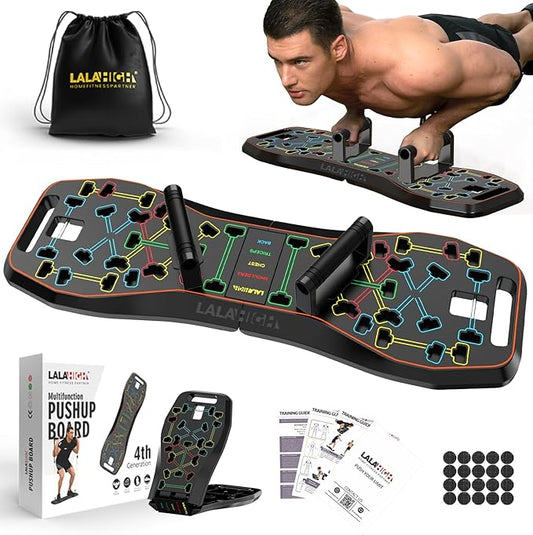 LALAHIGH Push Up Board,36 in 1 Home Gym Equipment with Ab Roller Wheel & Resistance Bands, Portable Foldable Workout Board...